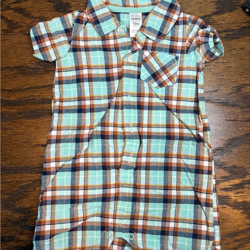 Carter's Multicolor Plaid Baby Romper